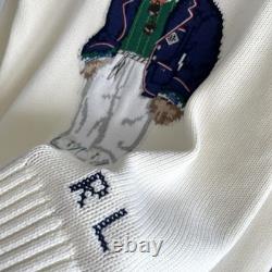 Polo Ralph Lauren Polo BEAR Knit white Sweater Jumper COTTON WOMEN'S size L new