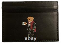 Polo Ralph Lauren (Polo Bear) Cocoa Dual Side with Pouch Slim Card Case Black New
