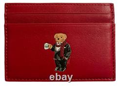 Polo Ralph Lauren (Polo Bear) Cocoa Dual Side with Pouch Slim Card Case Red New