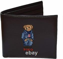 Polo Ralph Lauren (Polo Bear) Jean Jacket Bifold Wallet Brown Leather New NIB