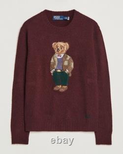 Polo Ralph Lauren Polo Bear wool Cashmere blend sweater burgundy NEW RARE