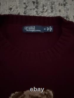 Polo Ralph Lauren Polo Bear wool Cashmere blend sweater burgundy NEW RARE