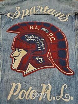 Polo Ralph Lauren RL Spartans Varsity Patch Denim Jean Jacket New WithTags Mens M