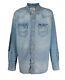 Polo Ralph Lauren Rrl Style Distressed Frayed Patchwork Western Denim Shirt New