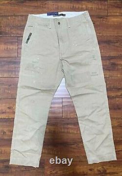 Polo Ralph Lauren Relaxed Fit Bedford Paint Splatter Repaired Chino Pants New
