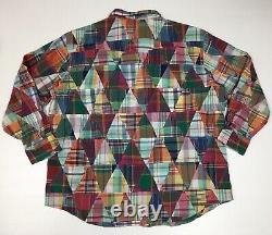 Polo Ralph Lauren Repaired Patchwork Madras Western Colorado Cowboy Rodeo Shirt
