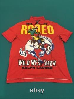 Polo Ralph Lauren Rodeo Wild West Shoe Mesh Polo Shirt Red Men's Sz Large L