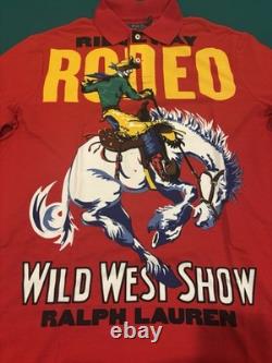 Polo Ralph Lauren Rodeo Wild West Shoe Mesh Polo Shirt Red Men's Sz Large L
