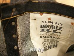 Polo Ralph Lauren Rrl Blue Raw Rigid Slim Fit Japanese Selvedge Denim Jeans $340
