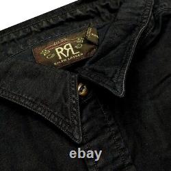 Polo Ralph Lauren Rrl Dark Indigo Cotton Linen Moleskin Western Workshirt $299+p