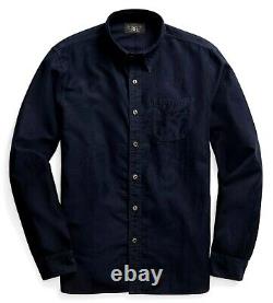 Polo Ralph Lauren Rrl Dark Indigo Cotton Linen Moleskin Western Workshirt $299+p