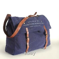 Polo Ralph Lauren Rrl Indigo Canvas Leather Messenger Eastport Maritime Bag $395