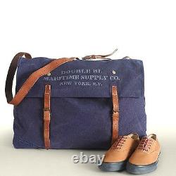 Polo Ralph Lauren Rrl Indigo Canvas Leather Messenger Eastport Maritime Bag $395