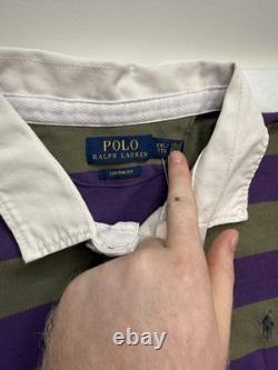 Polo Ralph Lauren Rugby Shirt Men's 2XL Custom Fit Purple Green Striped NEW