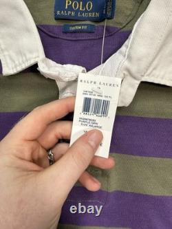 Polo Ralph Lauren Rugby Shirt Men's 2XL Custom Fit Purple Green Striped NEW