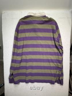 Polo Ralph Lauren Rugby Shirt Men's 2XL Custom Fit Purple Green Striped NEW