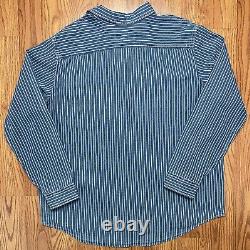 Polo Ralph Lauren Rustic Striped Sport Work Shirt L/s Blue Indigo Retail $148