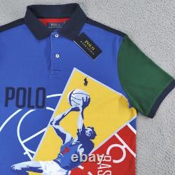 Polo Ralph Lauren Shirt Men Small Blue Mesh Classic Fit Basketball Pony Polo NEW