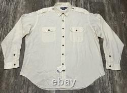 Polo Ralph Lauren Shirt Men's 2XL XXL Off White 100% Linen G. I. Safari NEW