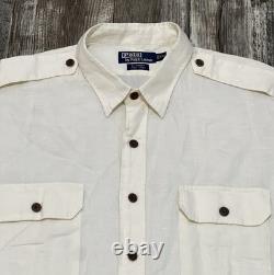 Polo Ralph Lauren Shirt Men's 2XL XXL Off White 100% Linen G. I. Safari NEW