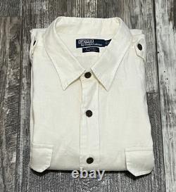 Polo Ralph Lauren Shirt Men's 2XL XXL Off White 100% Linen G. I. Safari NEW