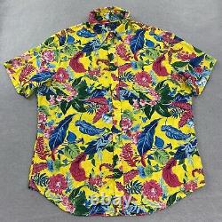 Polo Ralph Lauren Shirt Mens Extra Large Yellow Classic Fit Floral Hawaiian