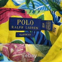 Polo Ralph Lauren Shirt Mens Extra Large Yellow Classic Fit Floral Hawaiian