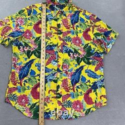 Polo Ralph Lauren Shirt Mens Extra Large Yellow Classic Fit Floral Hawaiian