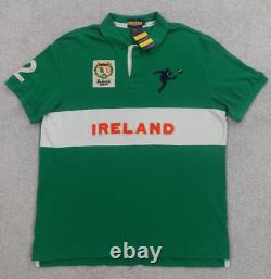 Polo Ralph Lauren Shirt Mens XXL Green Ireland Rugby Spellout Colorblock #12 NEW