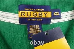 Polo Ralph Lauren Shirt Mens XXL Green Ireland Rugby Spellout Colorblock #12 NEW