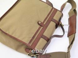 Polo Ralph Lauren Shoulder Bag Messenger Bag Canvas with Leather Tan