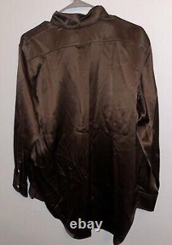 Polo Ralph Lauren Size S Brown Relaxed Fit Silk Charmeuse Shirt MSRP-$348
