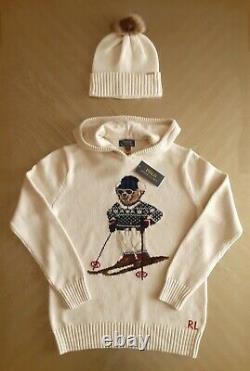 Polo Ralph Lauren Ski Bear Cream Hooded SWEATER XL (18-20 youths)=Men S=women M