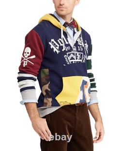 Polo Ralph Lauren Skull Skeleton Military Army Camo Patchwork Rugby Hoodie Royal