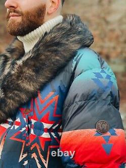Polo Ralph Lauren Southwestern Navajo Aztec Shearling Down Coat Jacket Large L