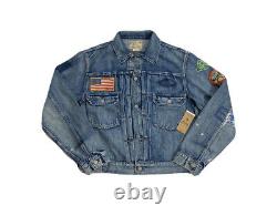 Polo Ralph Lauren Sportsman Trucker Patch Denim Jean Jacket New WithTags Men's M