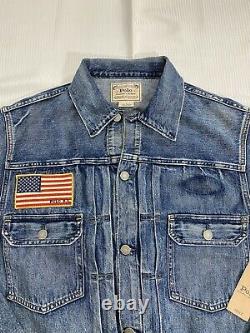 Polo Ralph Lauren Sportsman Trucker Patch Denim Jean Jacket New WithTags Men's M