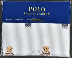 Polo Ralph Lauren Striped Cotton Teddy Preppy Bear 4 PC Full Sheet Set New