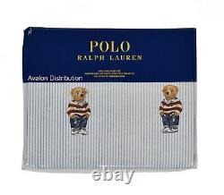 Polo Ralph Lauren Striped Cotton Teddy Preppy Bear 4 PC King Sheet Set New