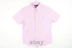 Polo Ralph Lauren Striped Pink Small Untucked Fit Wrinkle Button Front Shirt New