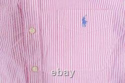 Polo Ralph Lauren Striped Pink Small Untucked Fit Wrinkle Button Front Shirt New