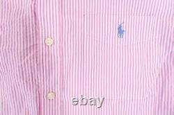 Polo Ralph Lauren Striped Pink Small Untucked Fit Wrinkle Button Front Shirt New