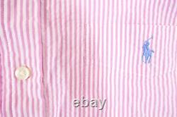 Polo Ralph Lauren Striped Pink Small Untucked Fit Wrinkle Button Front Shirt New