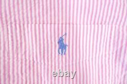 Polo Ralph Lauren Striped Pink Small Untucked Fit Wrinkle Button Front Shirt New