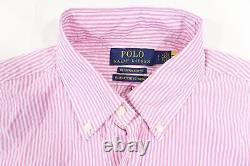 Polo Ralph Lauren Striped Pink Small Untucked Fit Wrinkle Button Front Shirt New