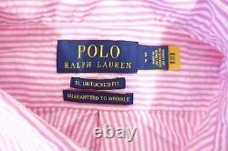 Polo Ralph Lauren Striped Pink Small Untucked Fit Wrinkle Button Front Shirt New