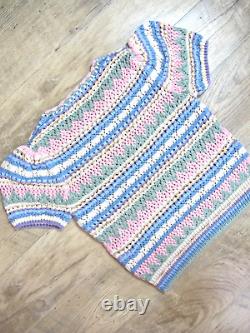 Polo Ralph Lauren Striped Pointelle Knit Sweater Tee $298 Size Medium