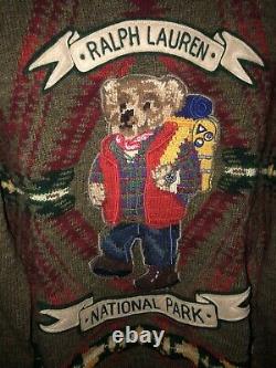 Polo Ralph Lauren Sweater Bear Hiking Park Outdoors RARE NEW Medium M Knit