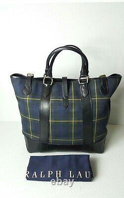 Polo Ralph Lauren Tartan Plaid Leather/canvas Large Tote Bag Unisex