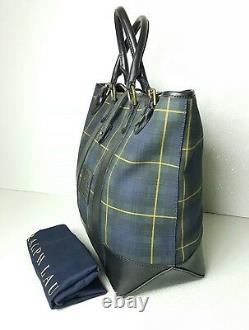 Polo Ralph Lauren Tartan Plaid Leather/canvas Large Tote Bag Unisex